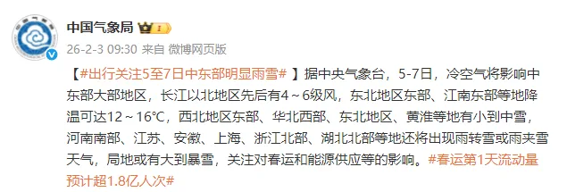中央气象台：5-7日，冷空气将影响中东部大部地区