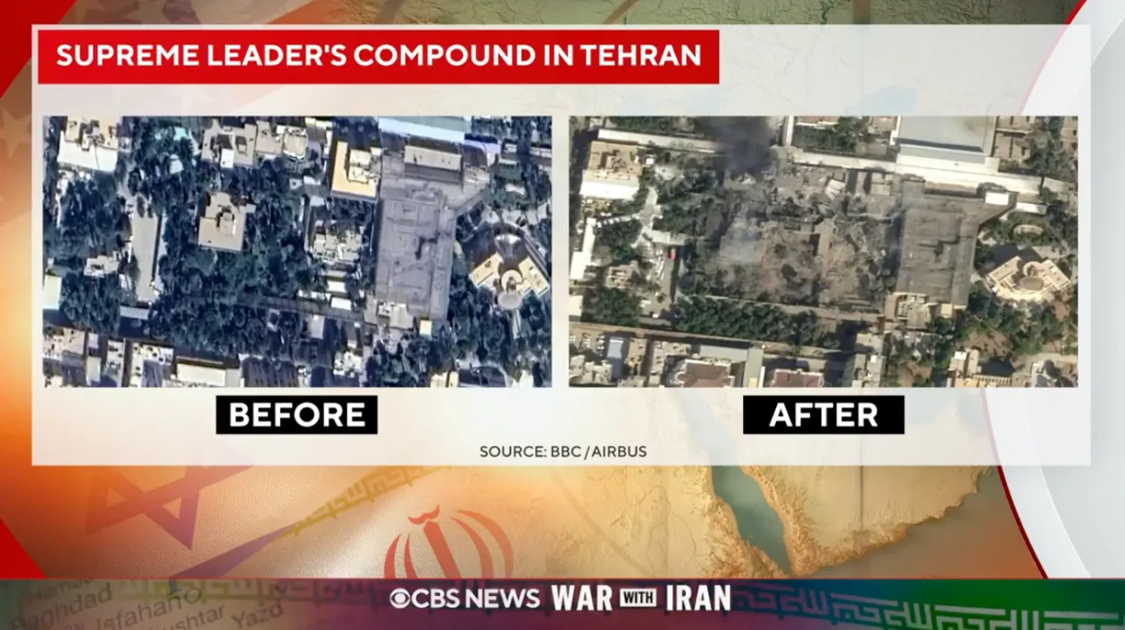 美媒发布卫星图，显示哈梅内伊住所遭袭的前后对比景象